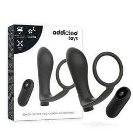 ADDICTED TOYS - PENIS RING WITH REMOTE CONTROL ANAL PLUG BLACK RECHARGEABLE 2
